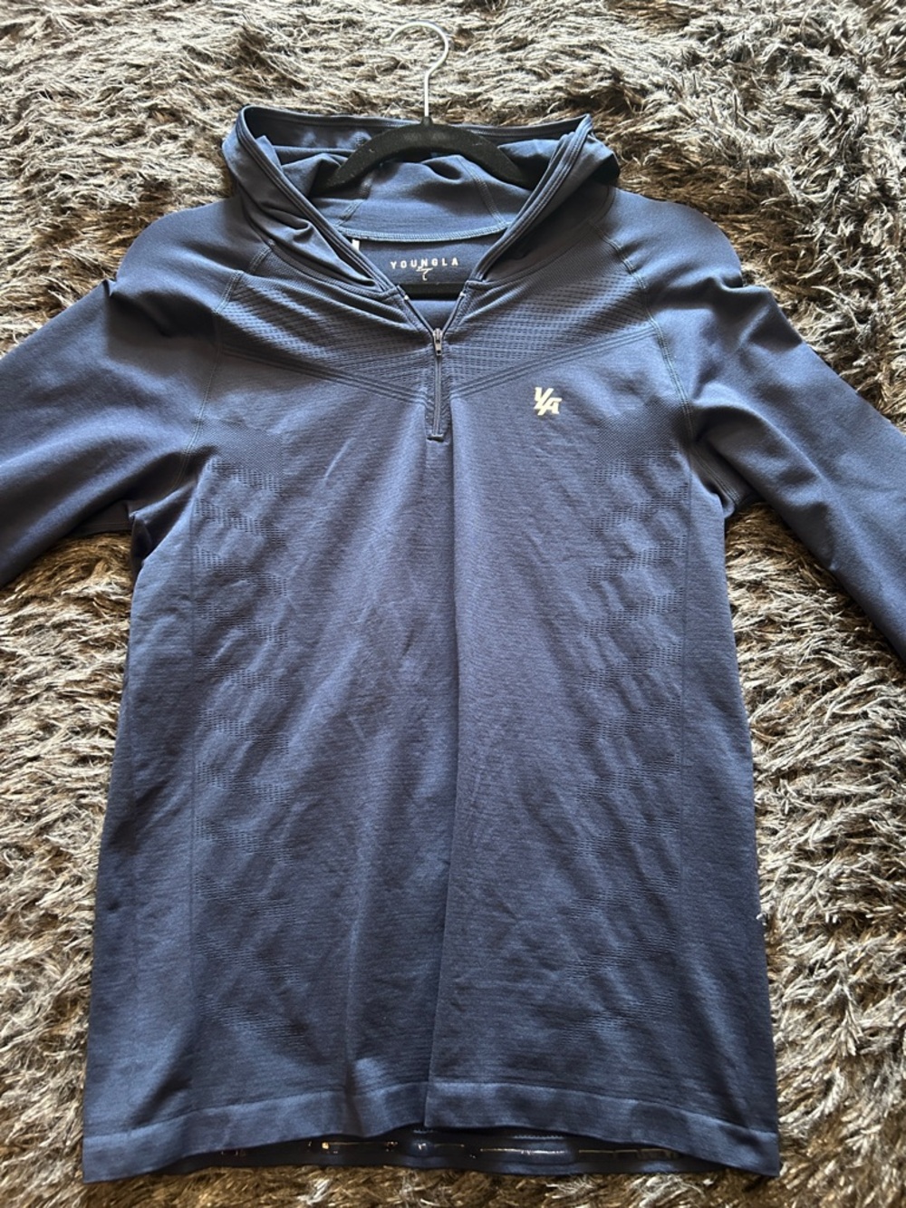 YoungLA Navy Villain Compression Long-Sleeve Quarter-Zip Hoodie